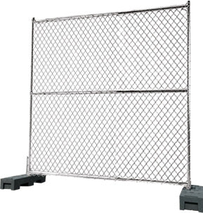 Durable chain link temporary fence panel with sturdy base, perfect for construction sites, events, and crowd control.